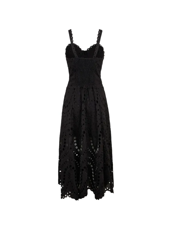 eyelet midi dress black 1930's Black Lace Dramatic Flutter Sleeve Mermaid Gown main image 0