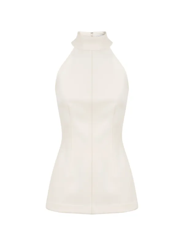 Veronica Beard Johanne Halter-neck Top in Neutrals