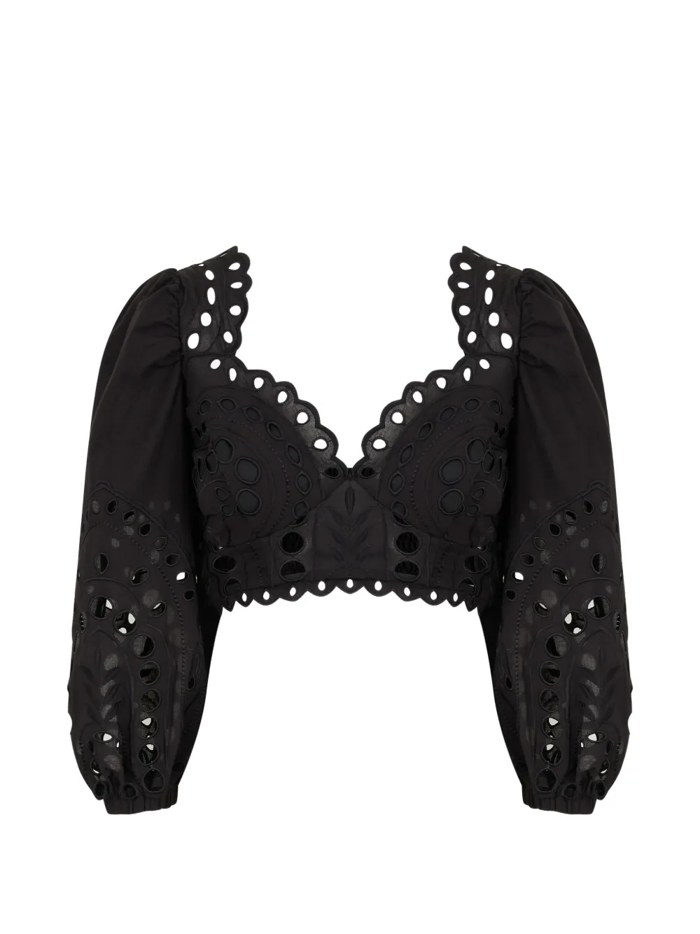 Charo Ruiz Ibiza Luna embroidered smocked blouse - Black