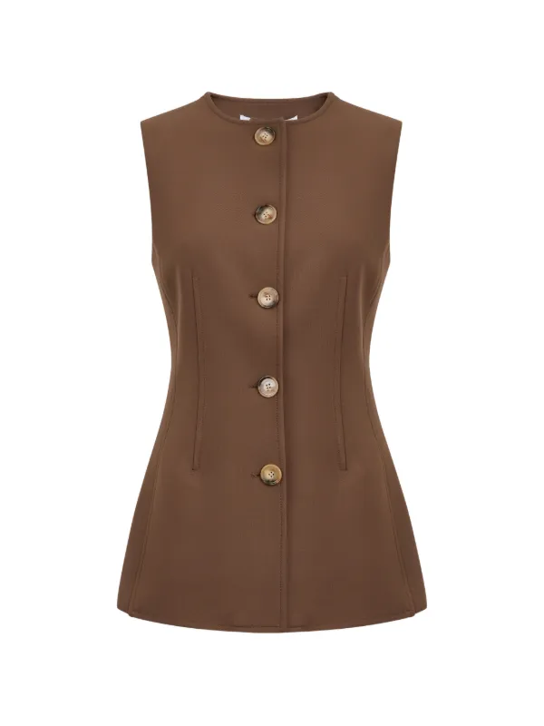 Veronica Beard Jessup Buttoned Waistcoat in Brown