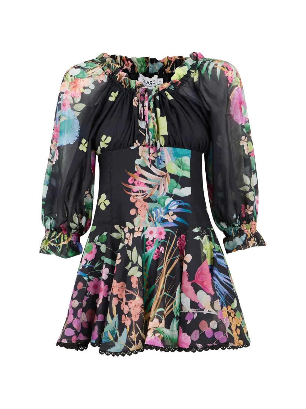 Charo Ruiz Ibiza Nai ruffled floral-print mini dress - Nero