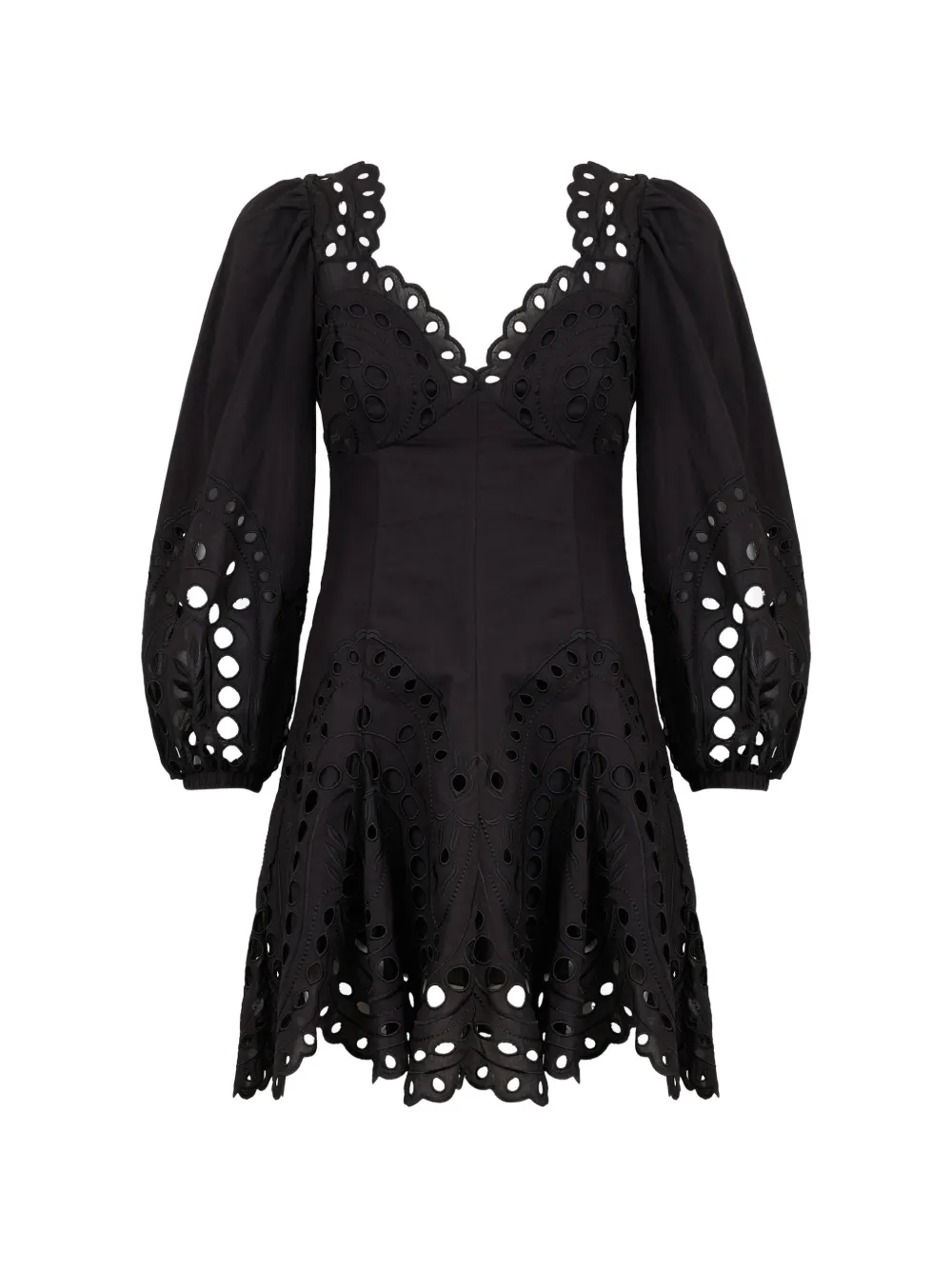Charo Ruiz Ibiza Esmare scalloped embroidered mini dress - Black