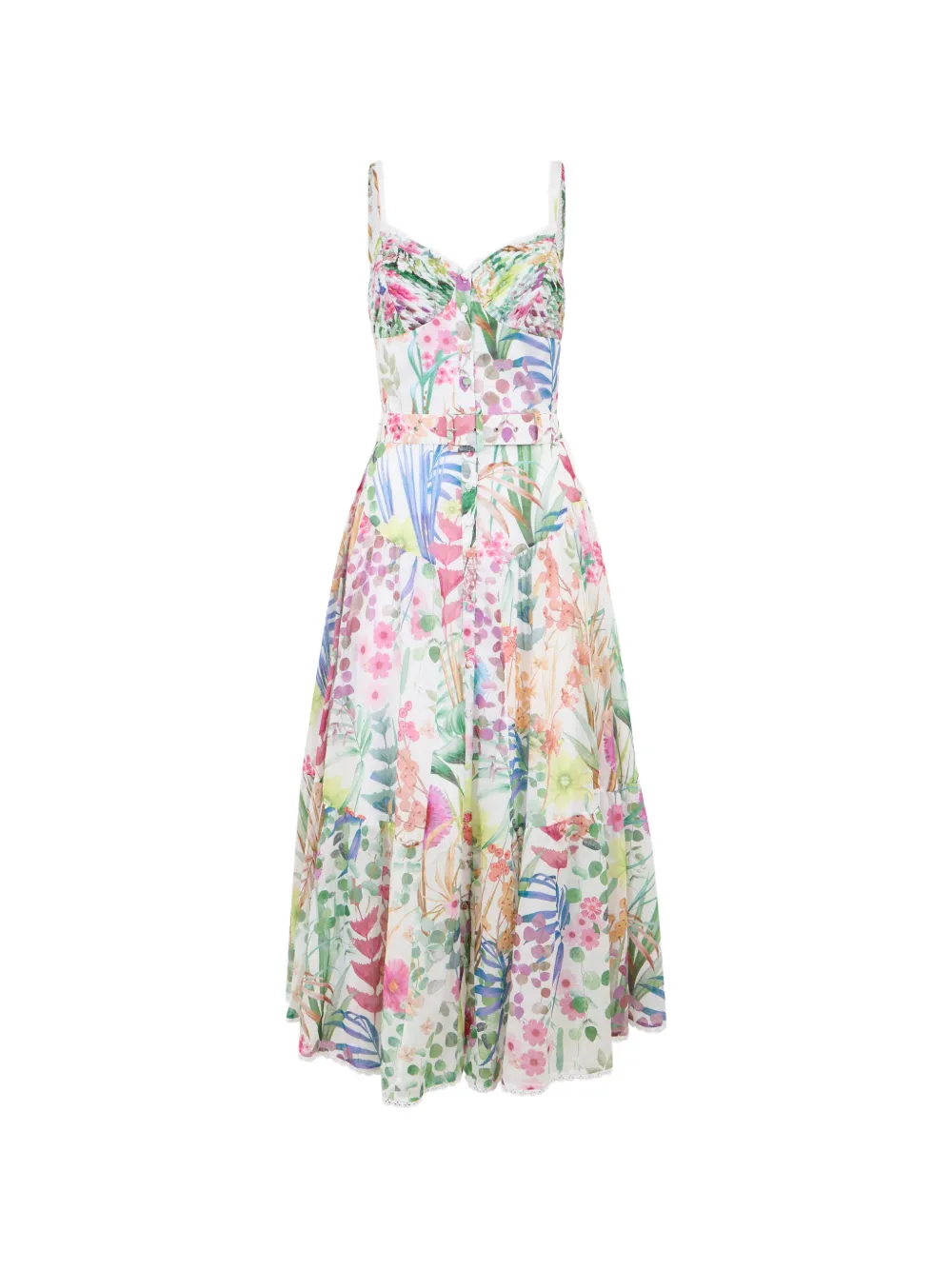 Charo Ruiz Ibiza Cael floral-print belted midi dress - White