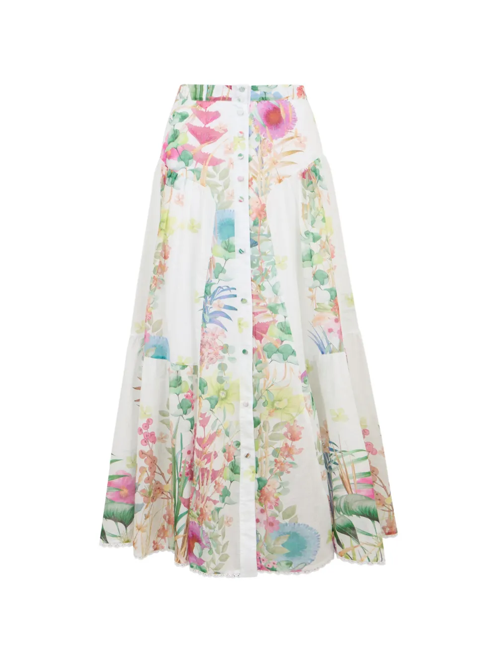 Charo Ruiz Ibiza Roselle floral-prim buttoned skirt - White