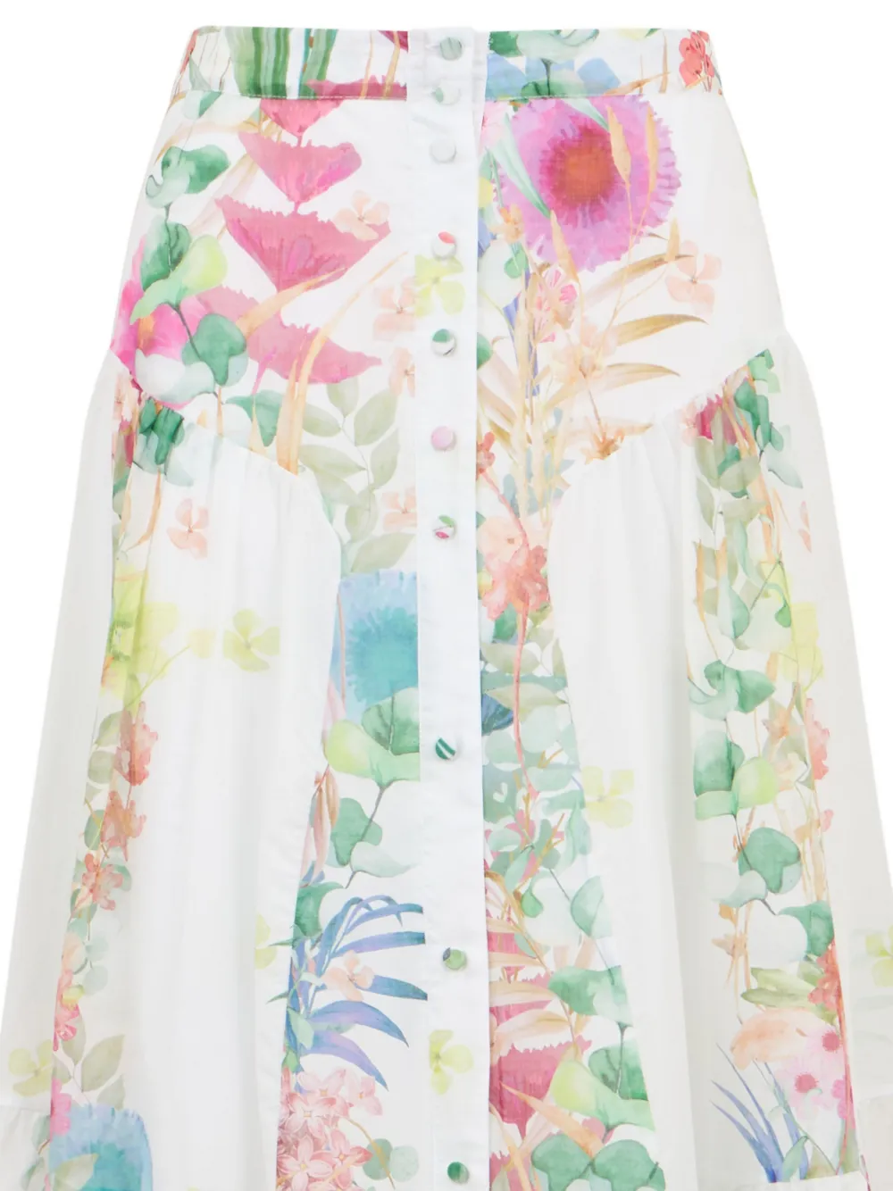 Charo Ruiz Ibiza Roselle rok met bloemenprint en knopen Wit