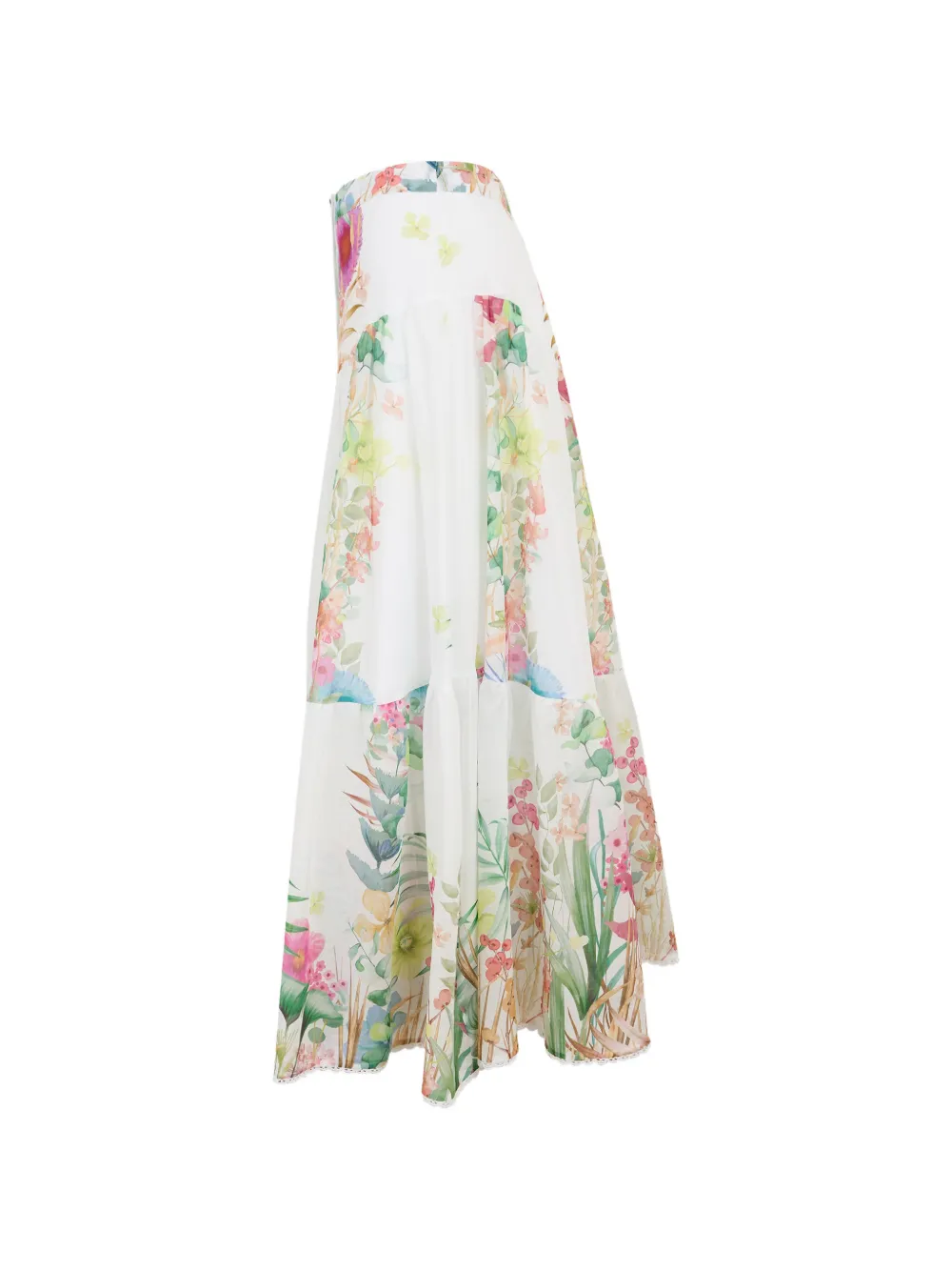 Charo Ruiz Ibiza Roselle rok met bloemenprint en knopen Wit