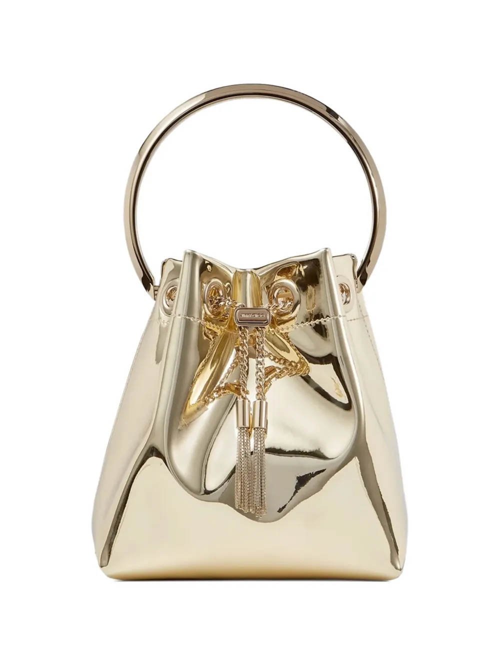 Jimmy Choo Bon Bon metal-handle tassel-detail mini bag - Oro