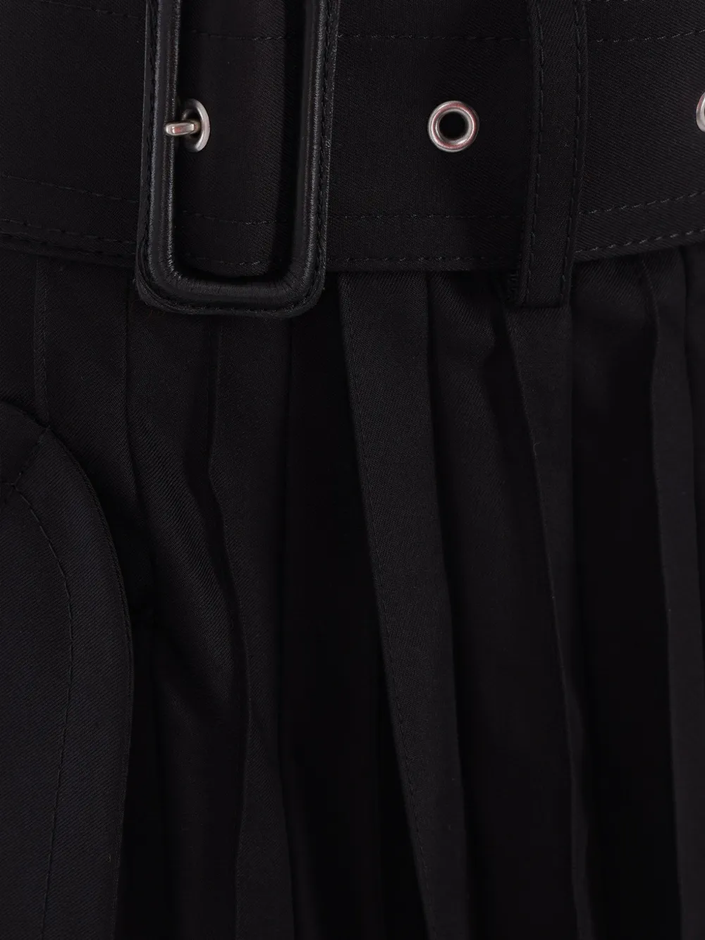  Sacai Pleated Belted Skirt - Black 