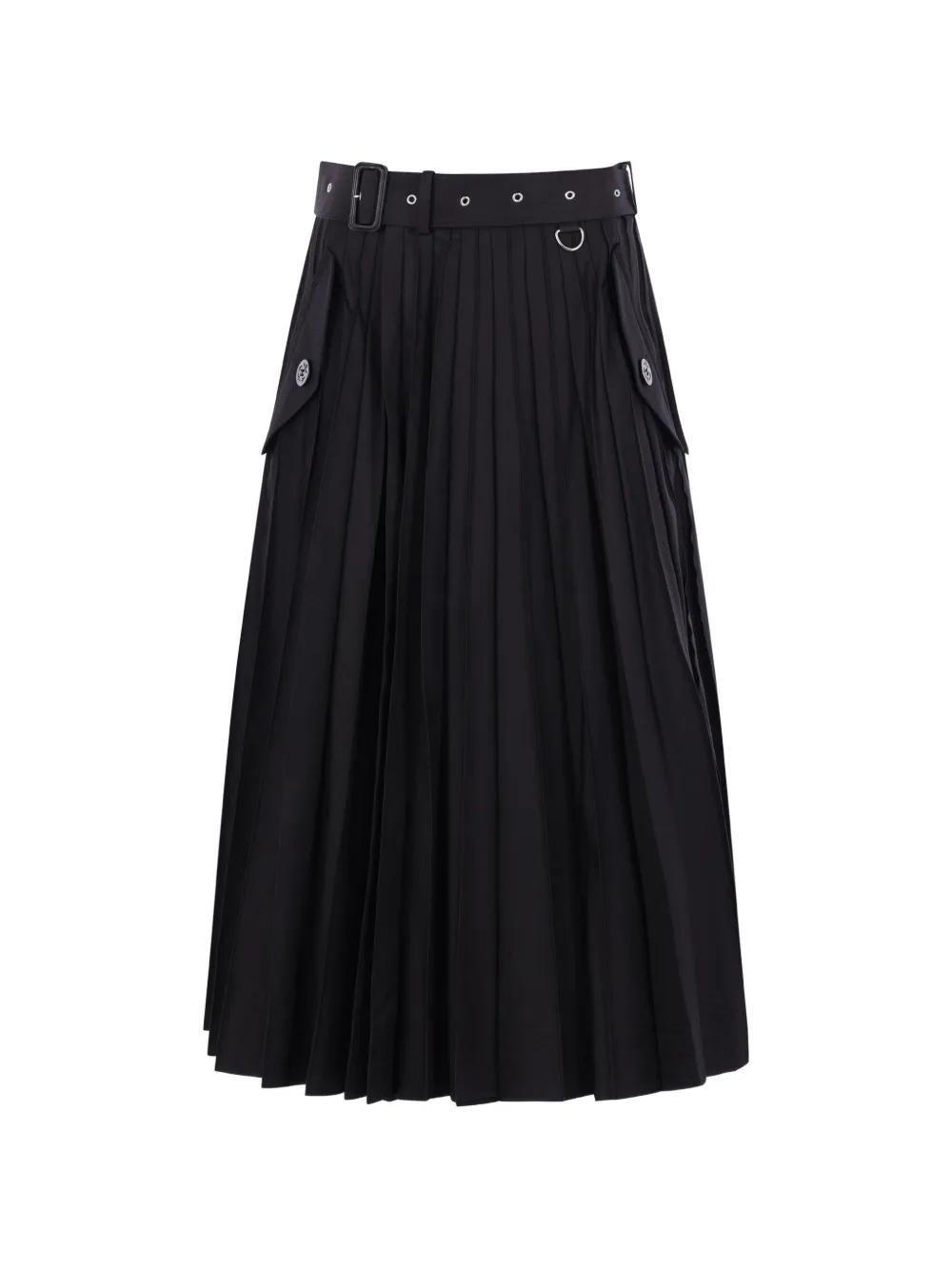 sacai pleated belted skirt - Nero