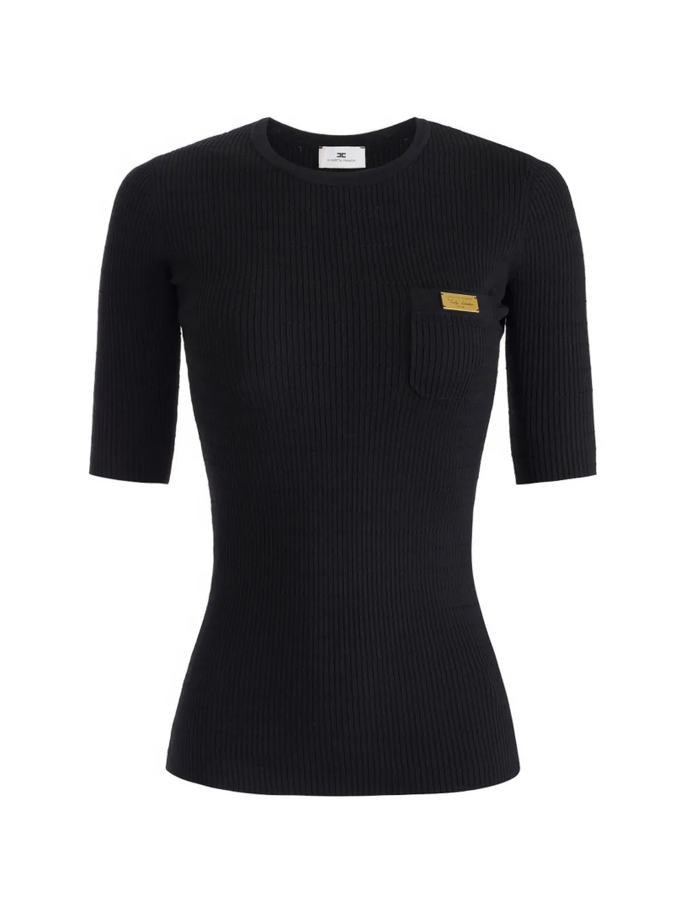 Elisabetta Franchi micro-braided ribbed knit top - Nero