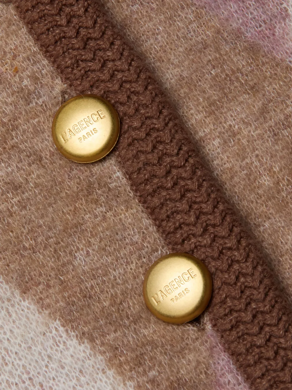  L'agence Siobahn Fuzzy Argyle Cardi - Neutrals 
