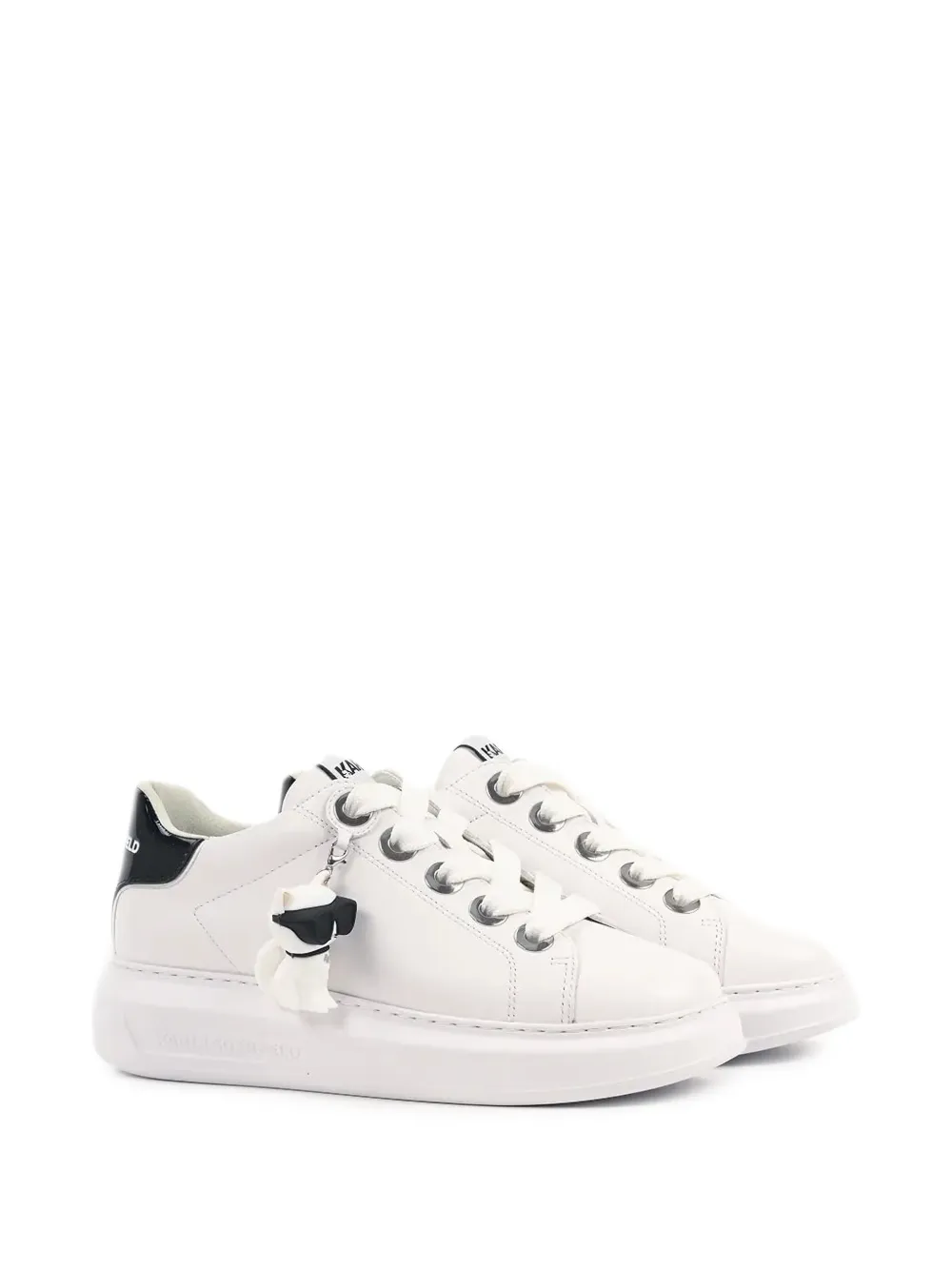 Karl Lagerfeld Leren sneakers met bedel Wit