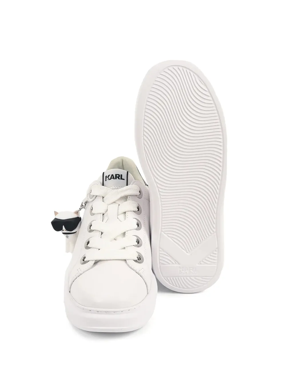 Karl Lagerfeld Leren sneakers met bedel Wit
