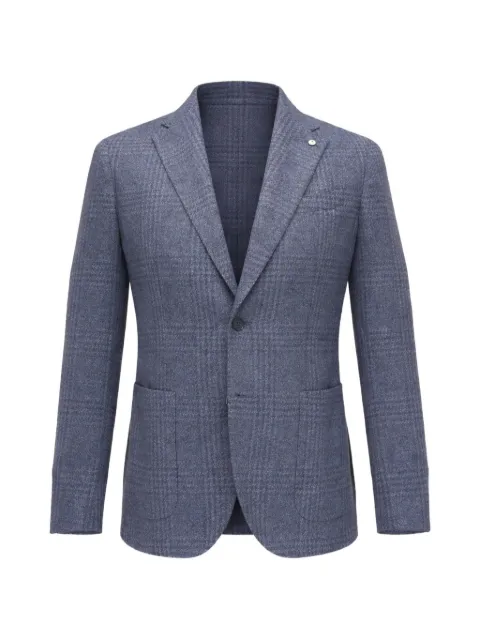 Lubiam check lapel pin blazer