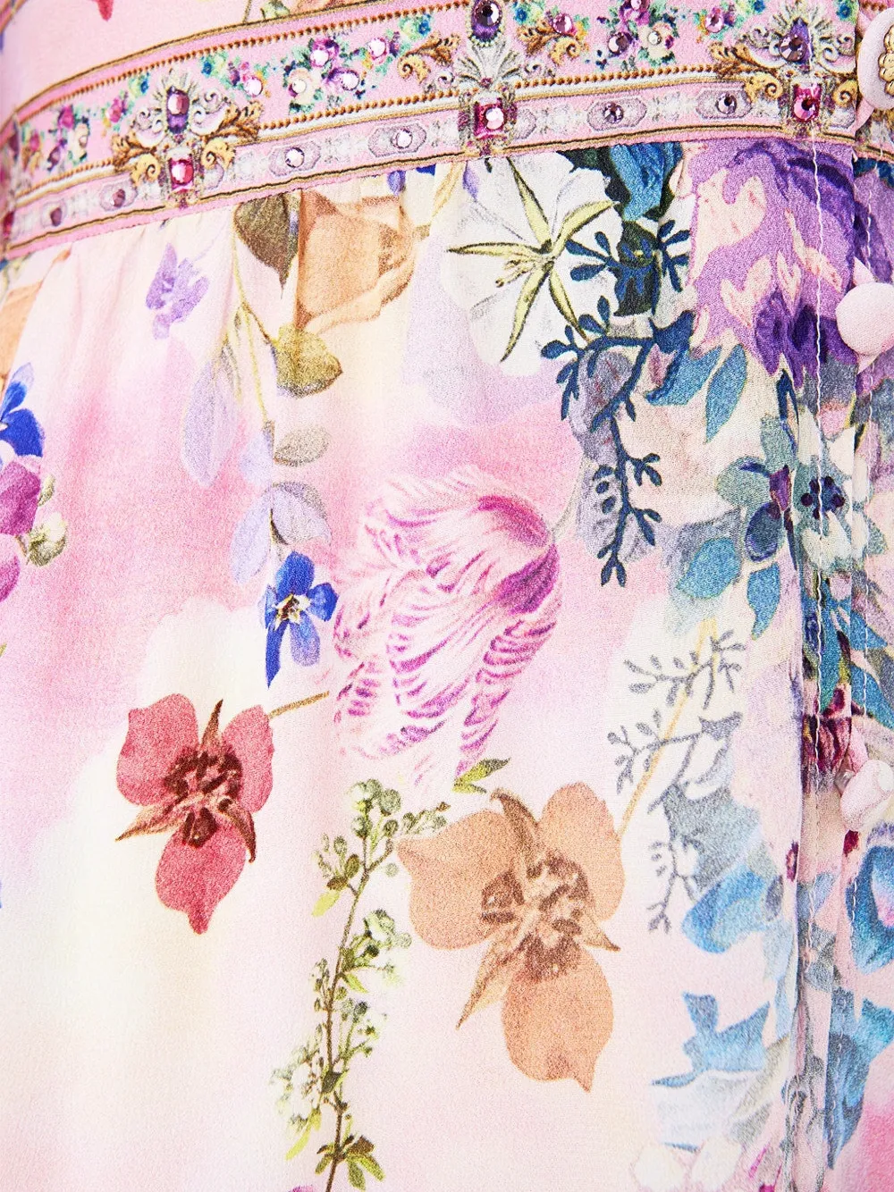 Camilla Palatial Pastels zijden jurk met bloemen-print Roze