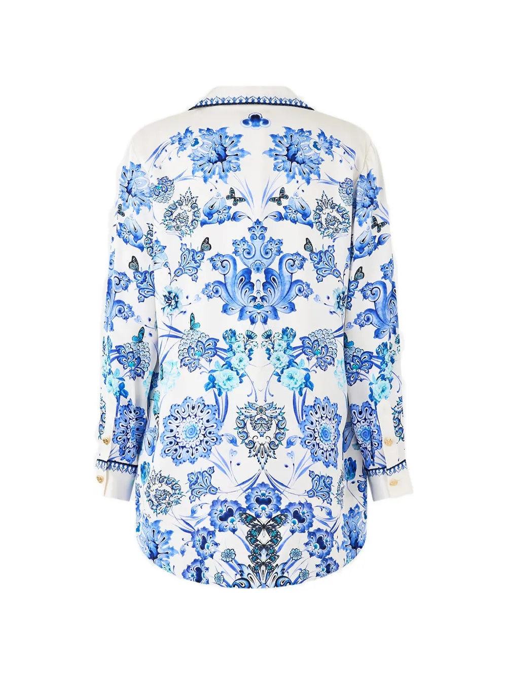 Camilla Blazer met dubbele rij knopen en vlinderprint Wit