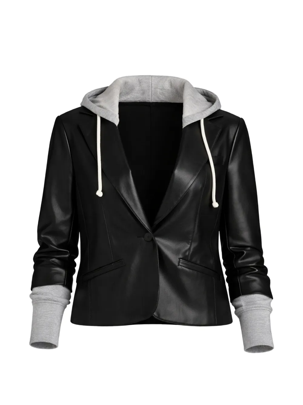 Cinq A Sept Le Petit Hooded vegan leather jacket - Nero