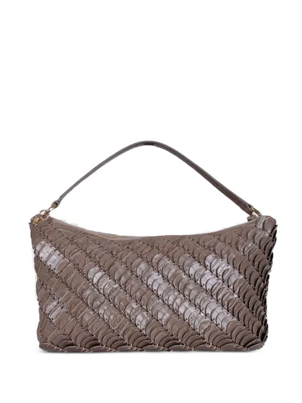 Rabanne Disc Leather Shoulder Bag in Brown