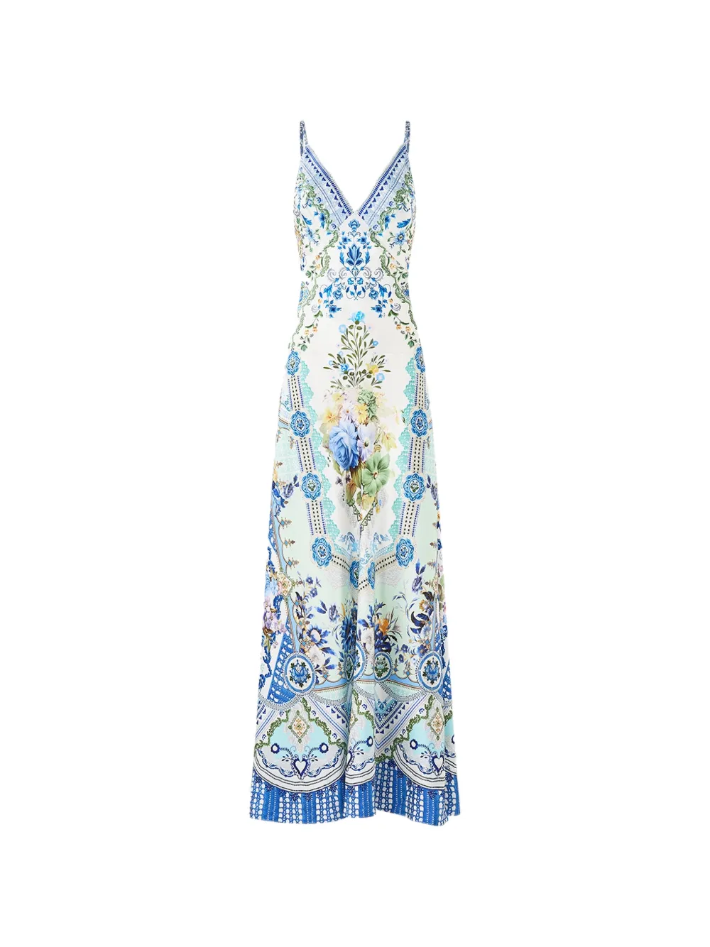 Camilla V-neck floral slip maxi dress - Bianco