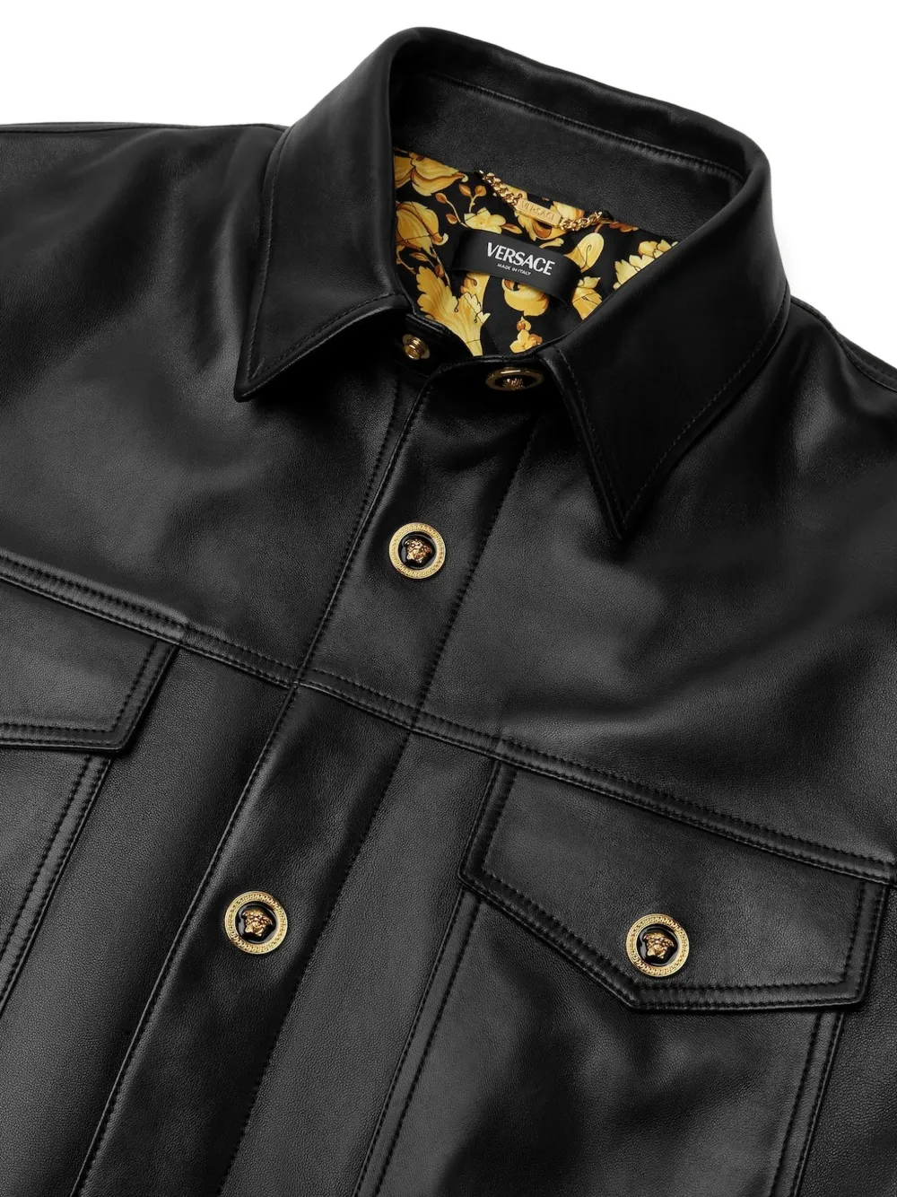 Versace Leren shirtjack Zwart
