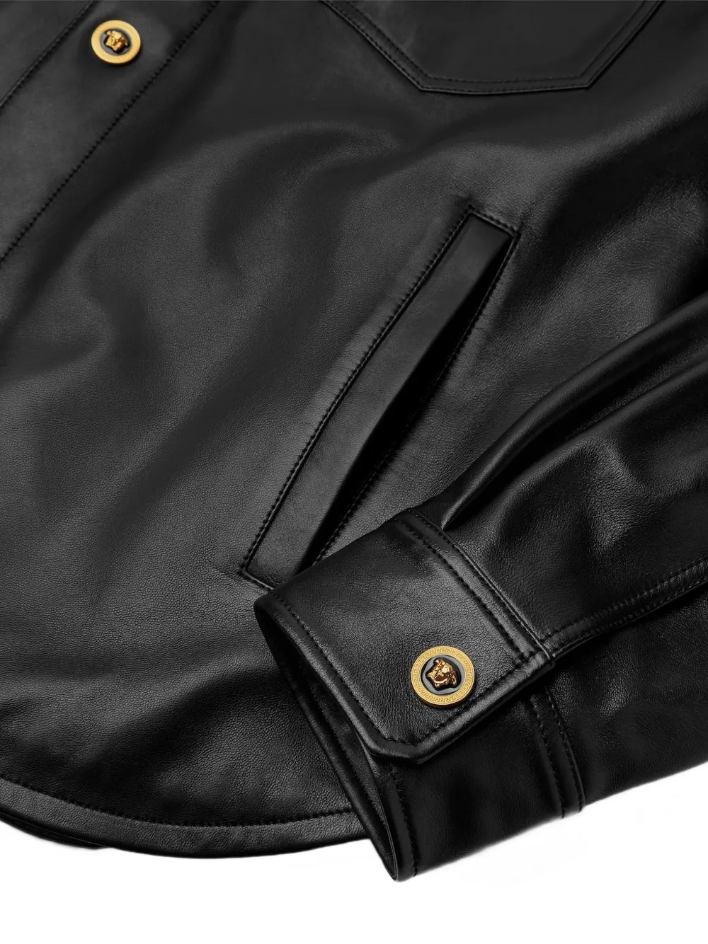 Versace Leren shirtjack Zwart