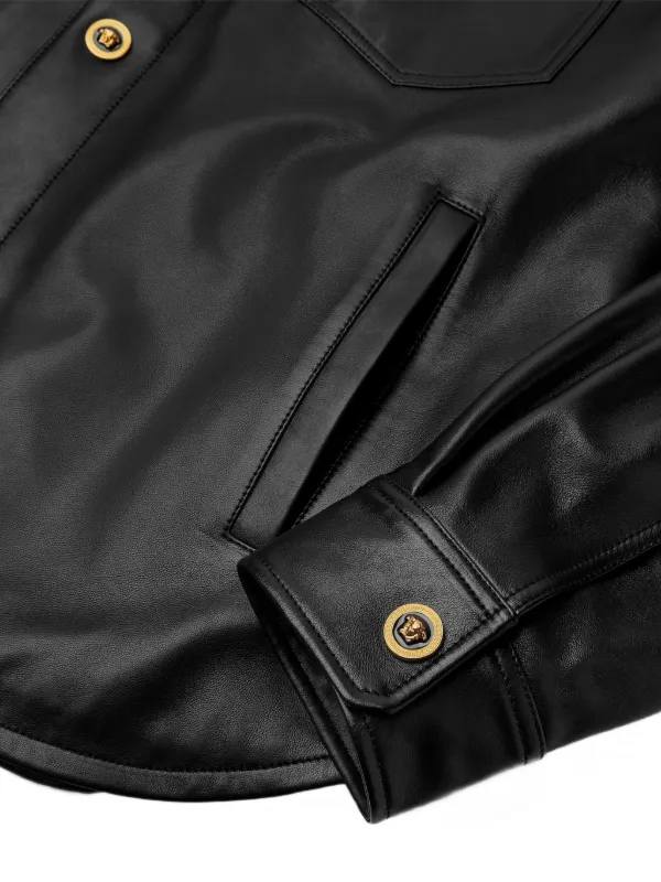 Versace レザーシャツジャケット | ブラック | FARFETCH JP