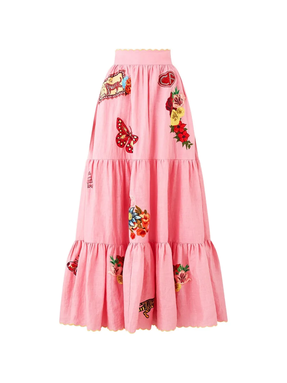 Camilla tiered high-waisted maxi skirt - Rosa