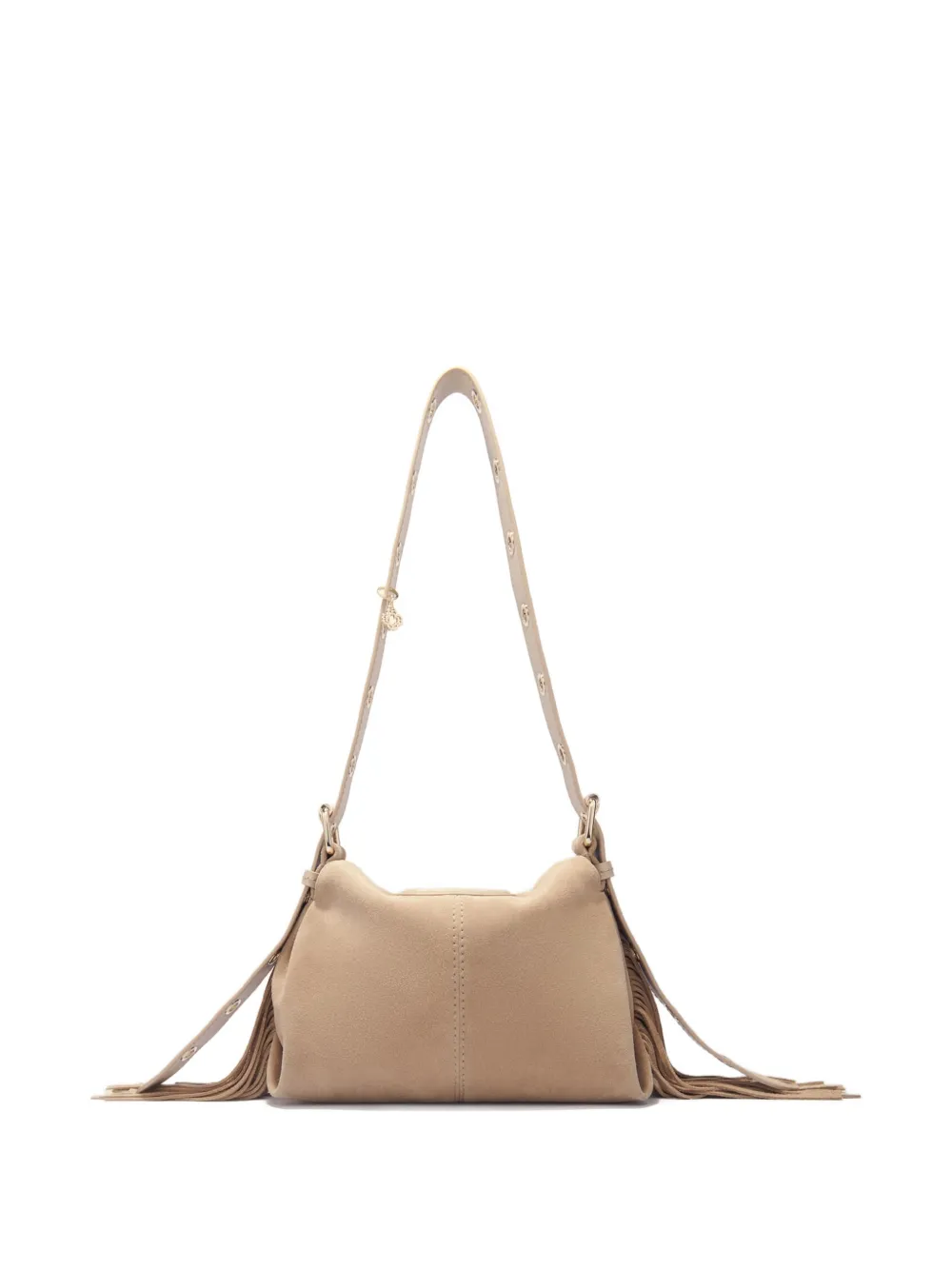  Maje Mini Miss M Fringe-top Shoulder Bag - Neutrals 