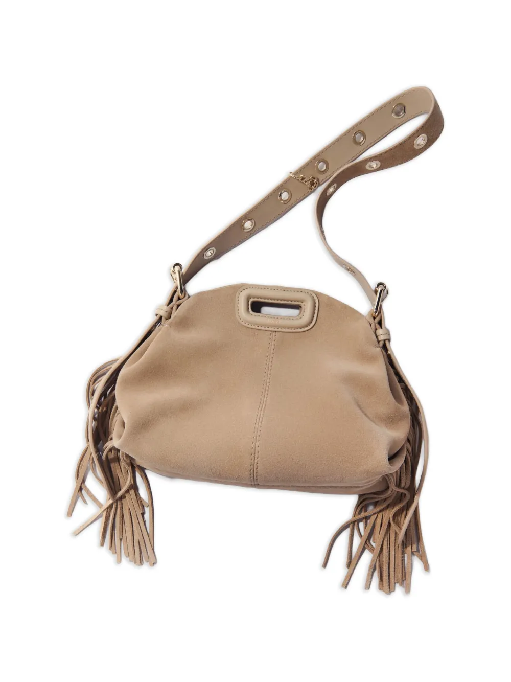  Maje Mini Miss M Fringe-top Shoulder Bag - Neutrals 
