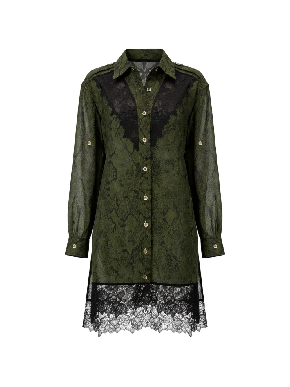 3.1 Phillip Lim snakeskin-effect midi shirt dress - Verde