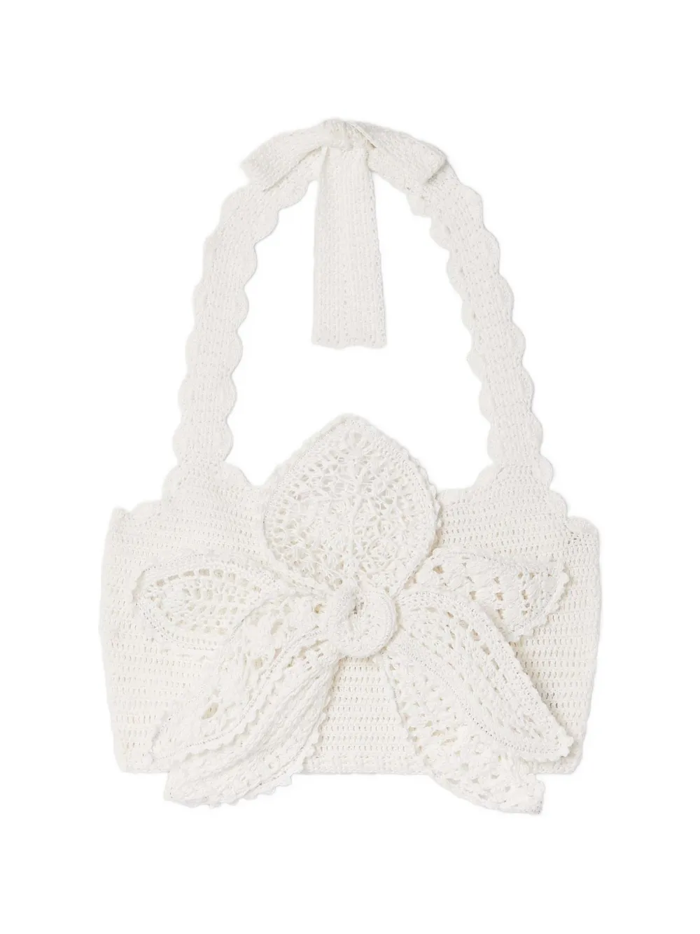 Oscar de la Renta bow crochet top - Bianco