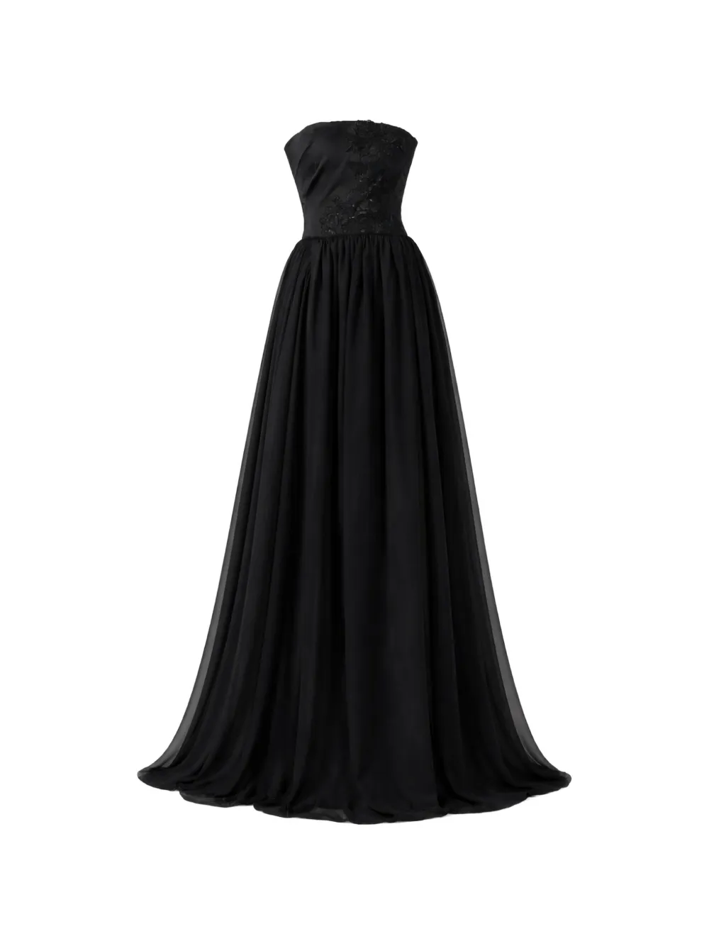 Lethicia Bronstein Amie floral-detail strapless maxi dress - Nero