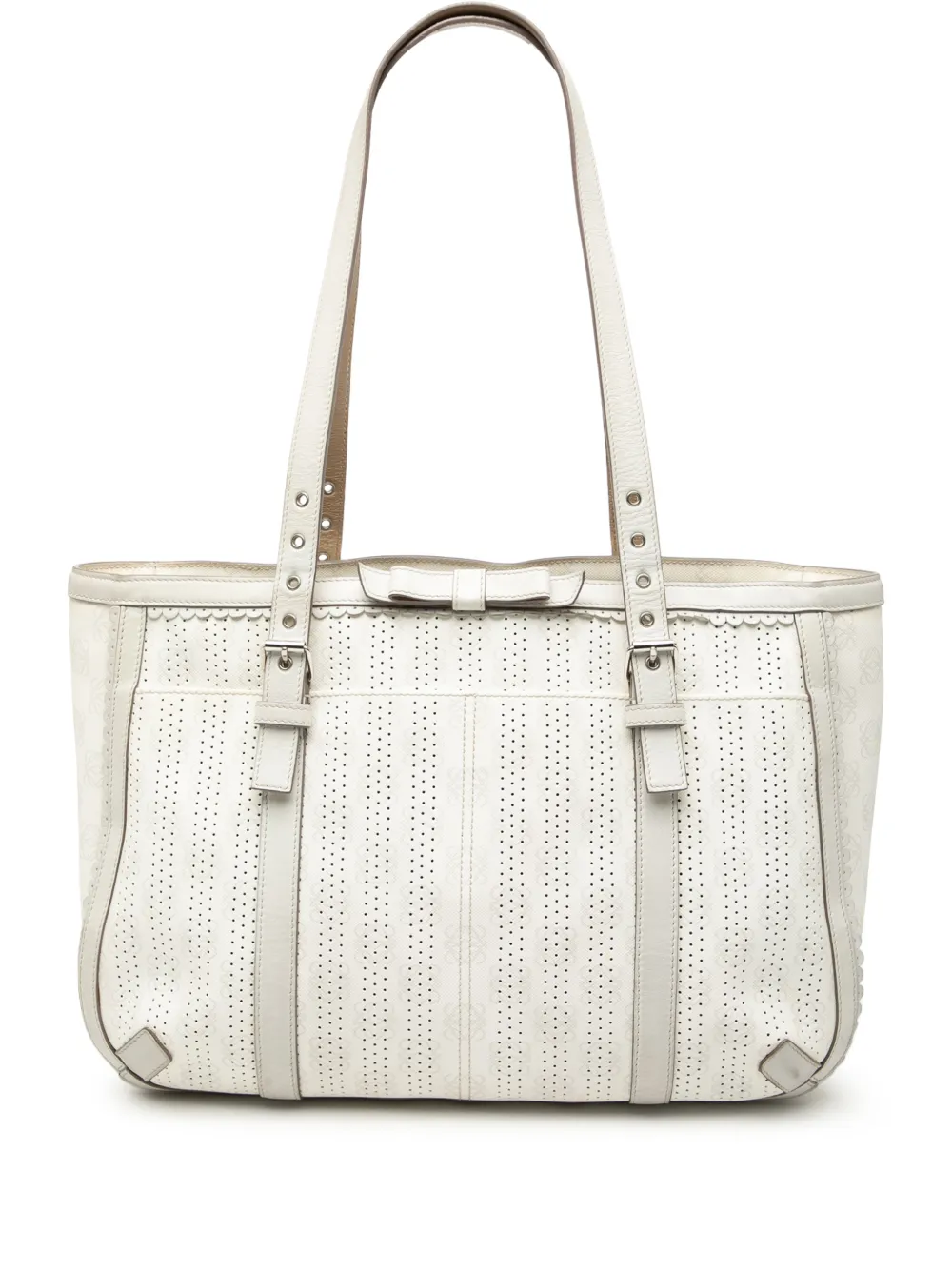 Loewe Pre-Owned 2007 Anagram Perforated Coated Canvas tote bag - Bianco