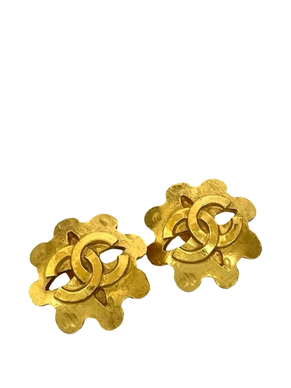 CHANEL Pre-Owned 1994 CC Gold Plated Flower Clip On Earrings costume earrings - Oro