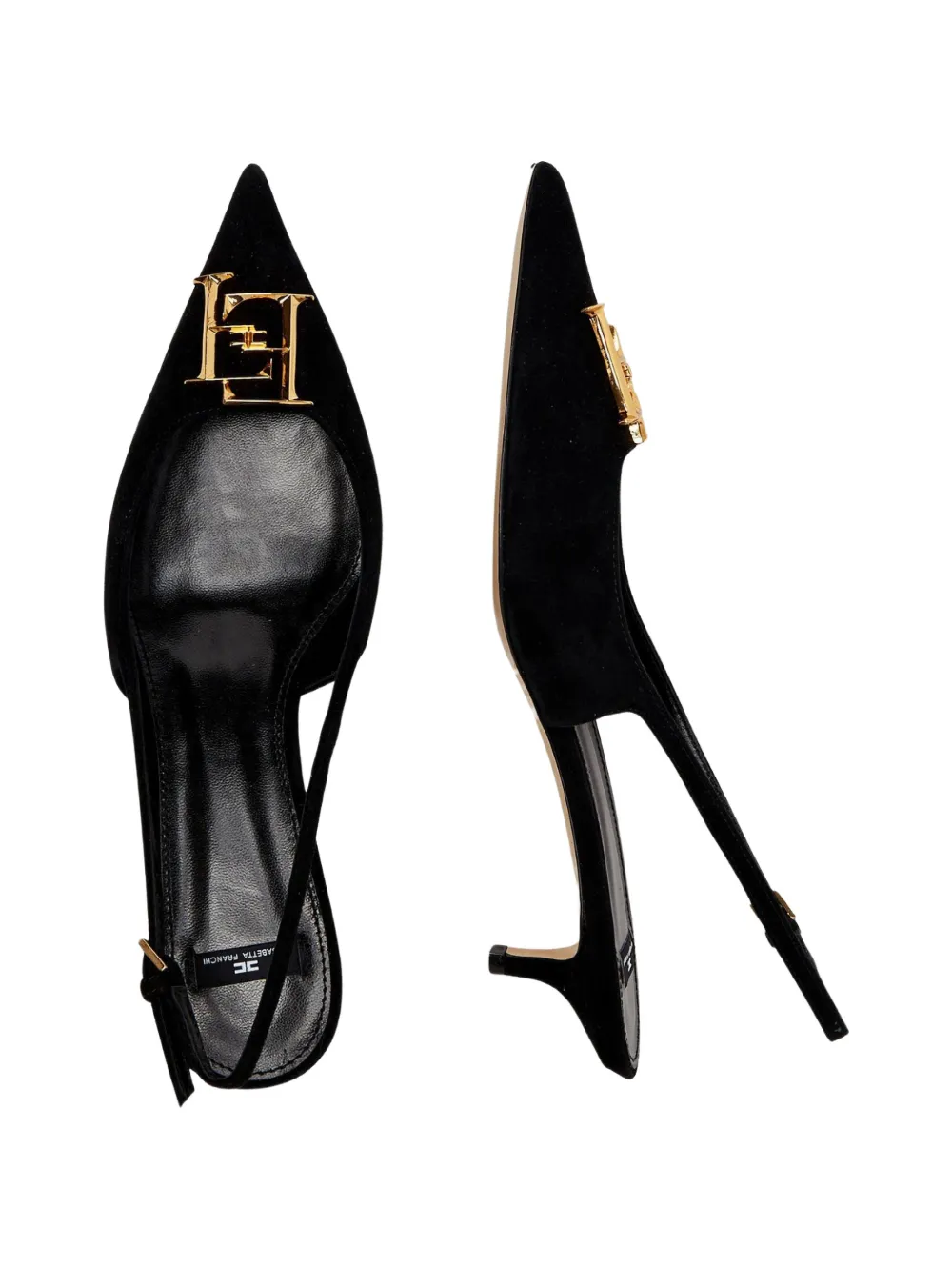 Elisabetta Franchi Suède slingback pumps Zwart