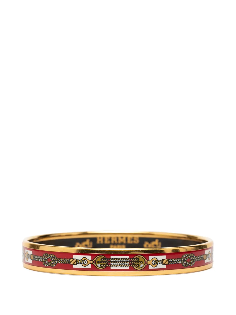 Hermès Pre-Owned Bracciale rigido sottile smaltato con design a corda 2000-2025 - Oro