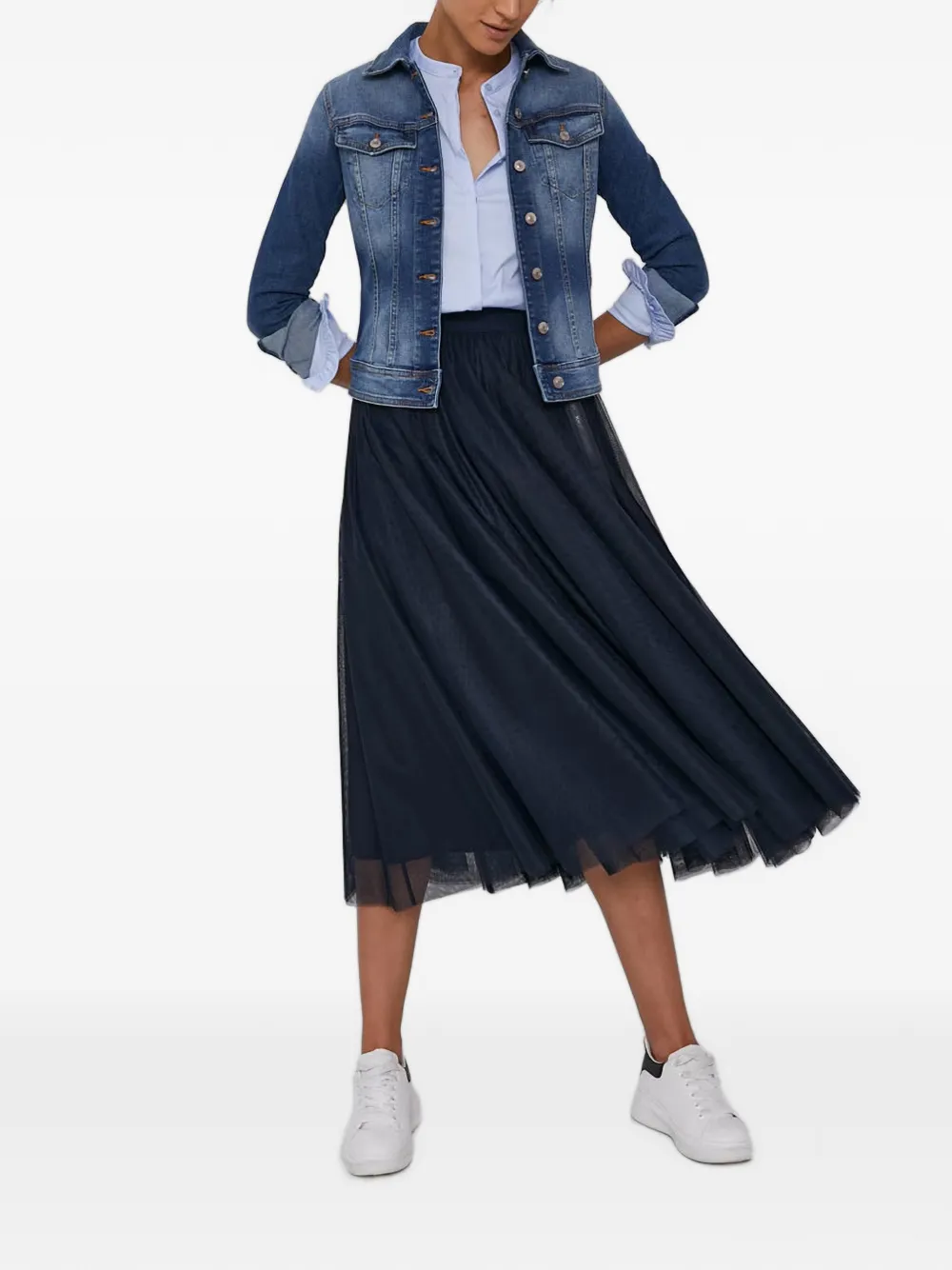 Mos Mosh MMMattie blouse met ruches en knopen Blauw