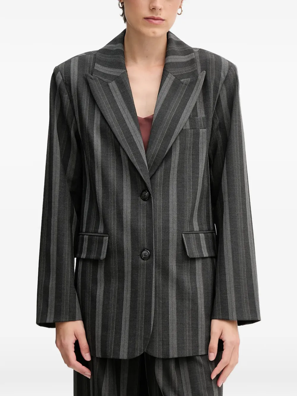 Mos Mosh striped button blazer - Grigio