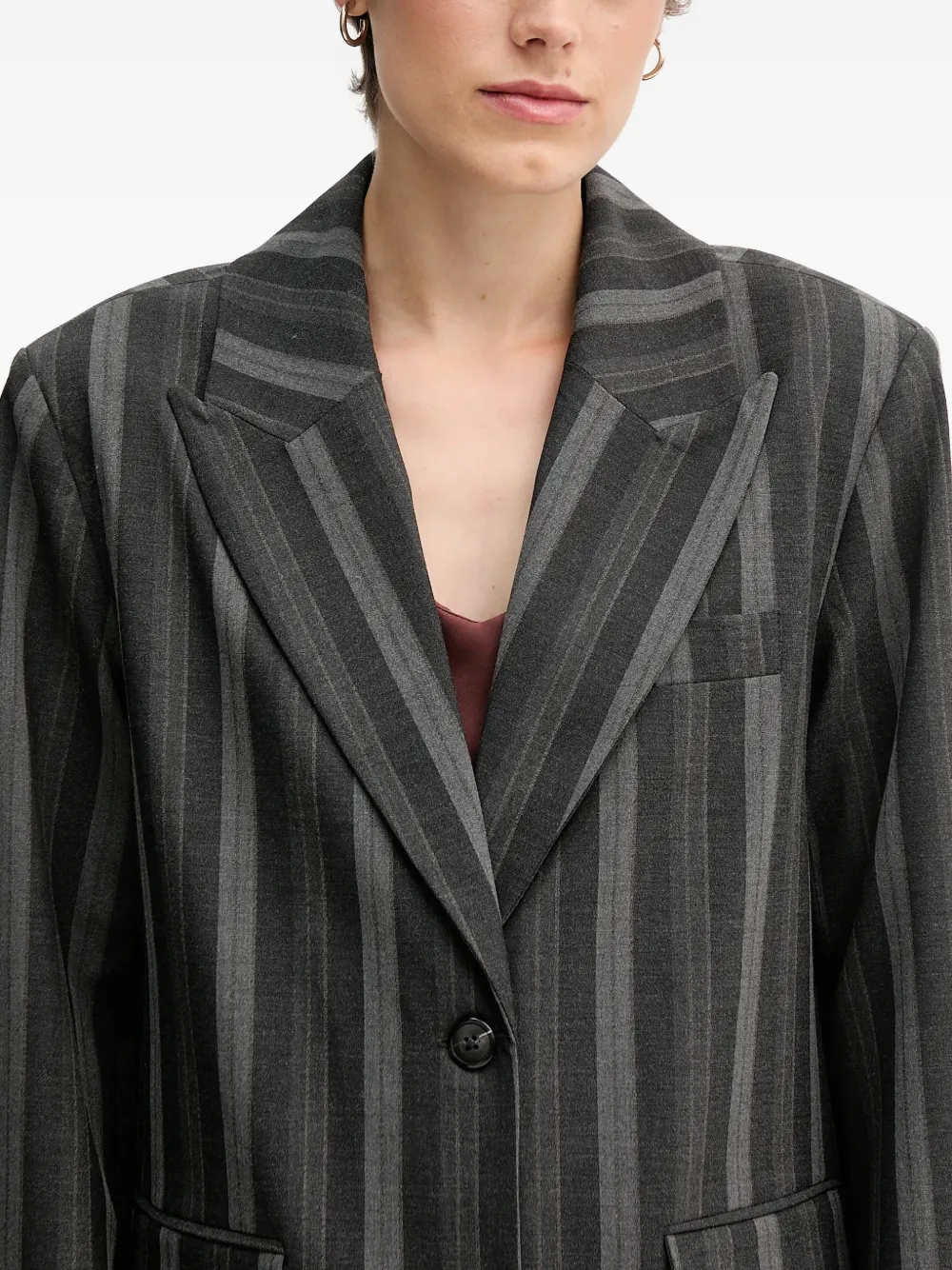 Mos Mosh Gestreepte blazer met knopen Grijs