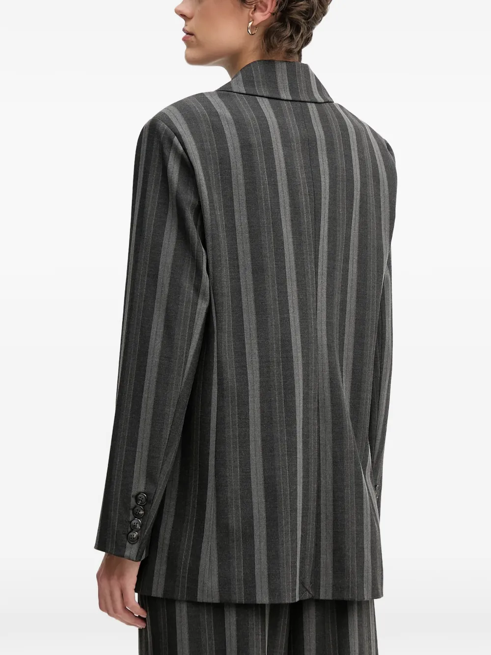  Mos Mosh Striped Button Blazer - Grey 