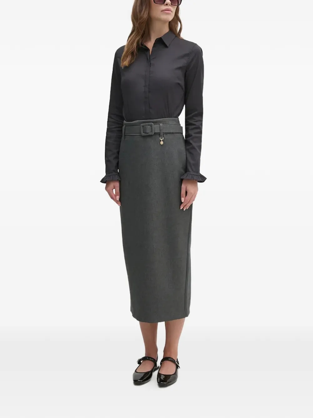 Mos Mosh MMMattie blouse met ruches aan de manchetten Zwart