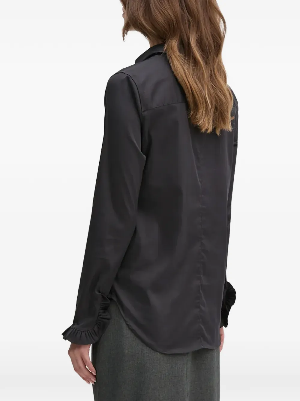 Mos Mosh MMMattie blouse met ruches aan de manchetten Zwart