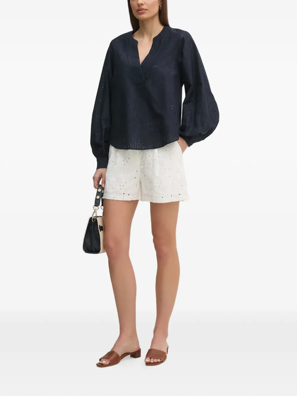  Mos Mosh Balloon-sleeve Blouse - Blue 