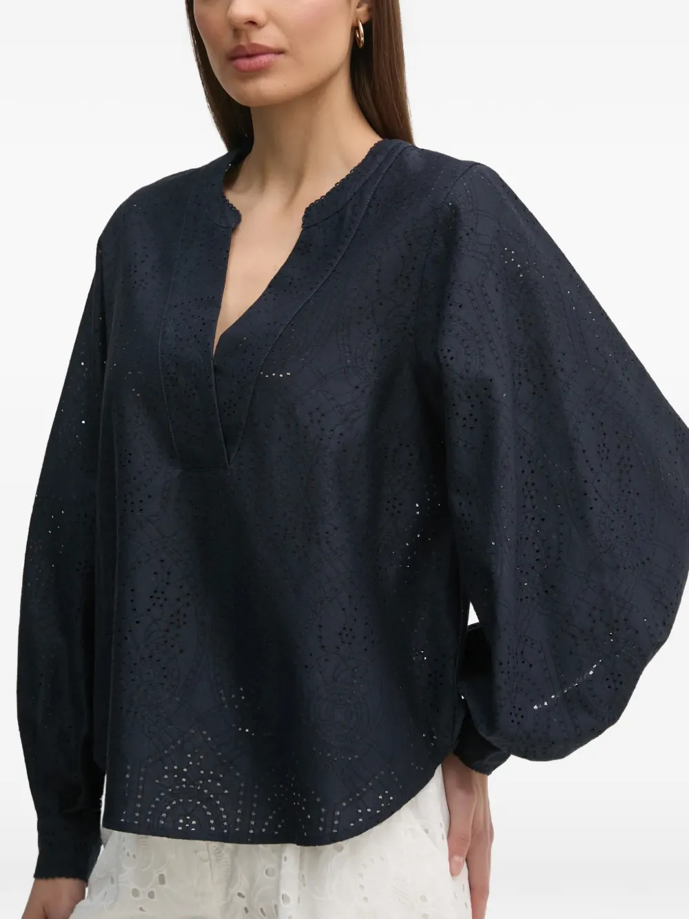  Mos Mosh Balloon-sleeve Blouse - Blue 