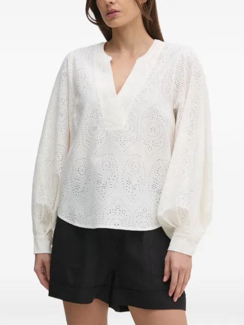 Mos Mosh blusa con ojales y cuello en V