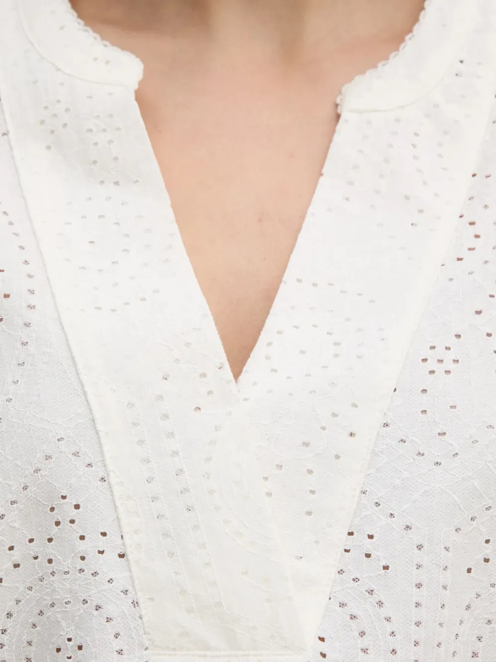 Mos Mosh Blouse met V-hals en ringlets Wit