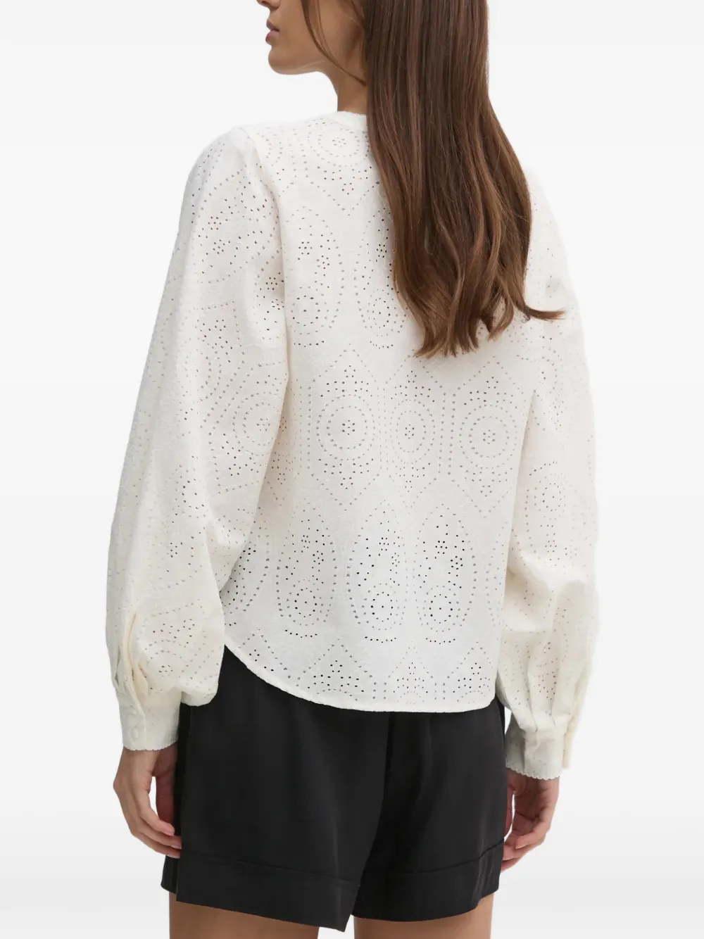  Mos Mosh V-neck Eyelet Blouse - White 