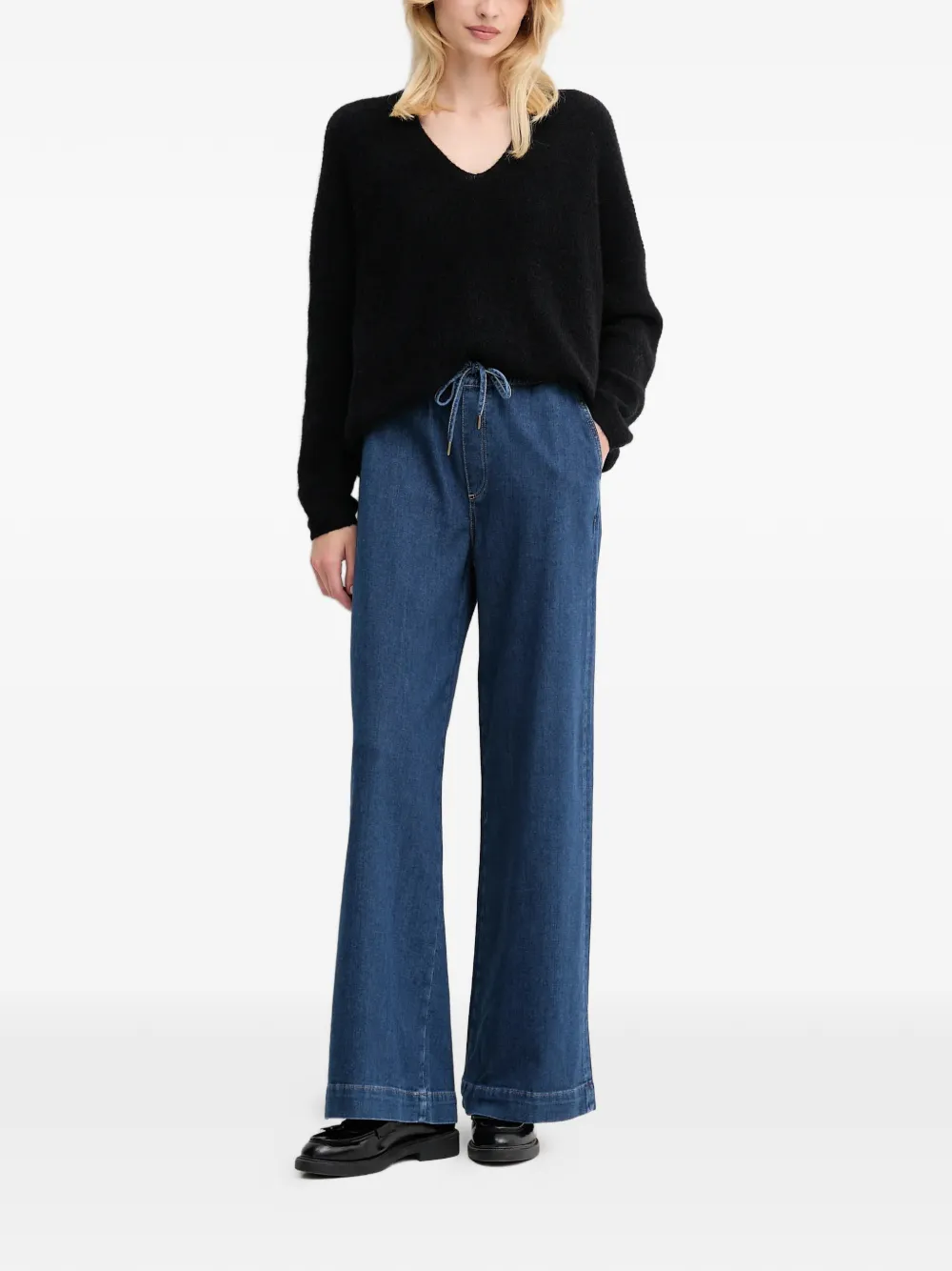  Mos Mosh V-neck Knitted Top - Black 