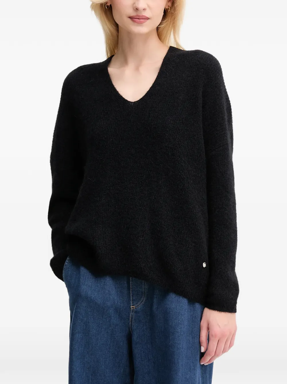 Mos Mosh V-neck knitted top - Nero