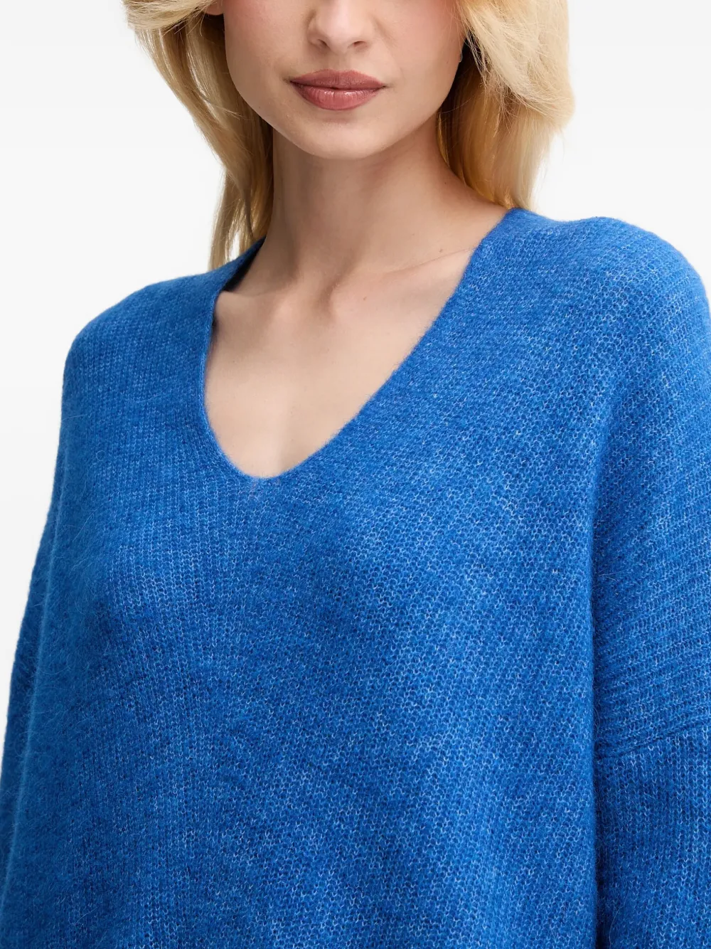 Mos Mosh Thora trui met V-hals Blauw